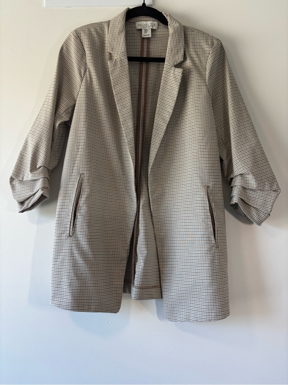 Rachel Zoe Neutral Houndstooth Blazer, Medium